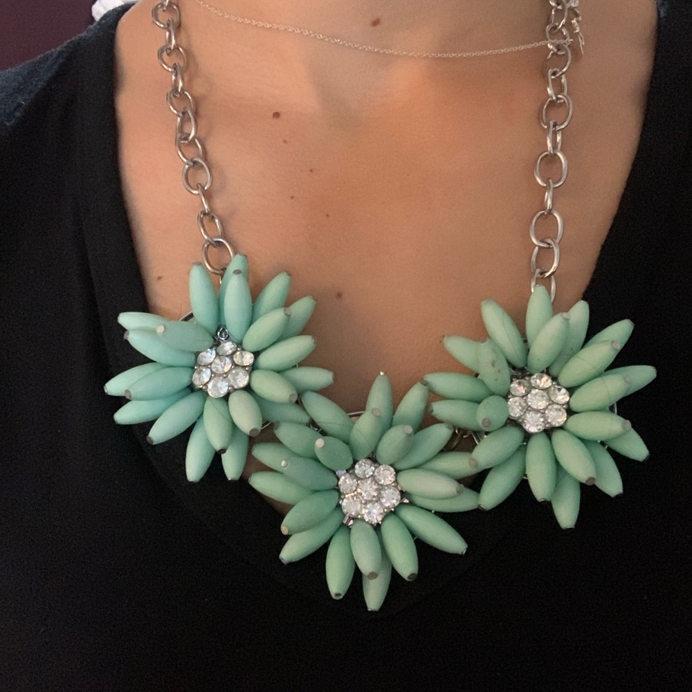 Teal flower necklace